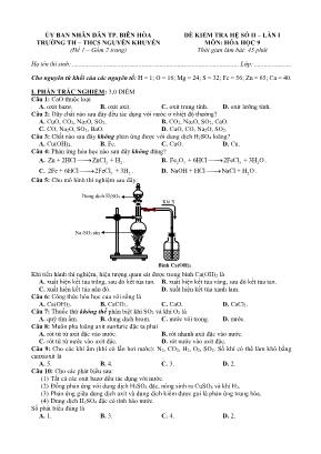 Đề kiểm tra hệ số II lần 1 môn Hóa học Lớp 9 - Đề 1 - Trường TH - THCS Nguyễn Khuyến